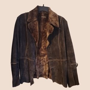 Guess NWOT Suede Faux Fur Lined Jacket